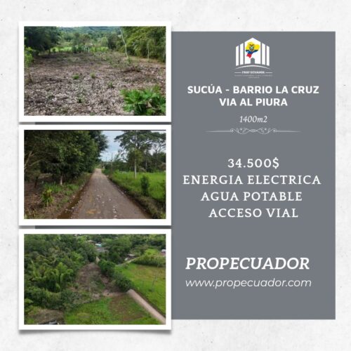 Lote de 1400 m2 esquinero en Sucúa