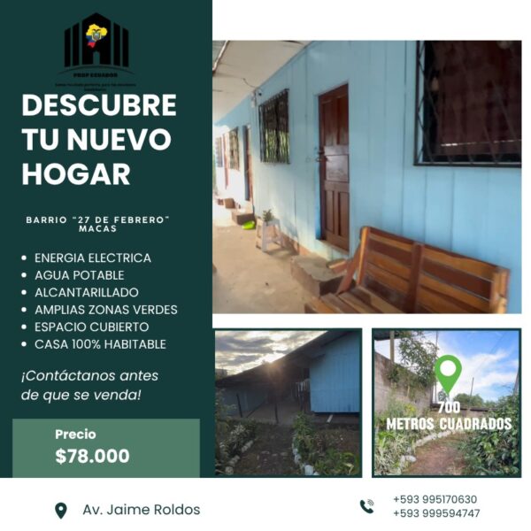 Casa En venta Macas Barrio "La 27 de Febrero"